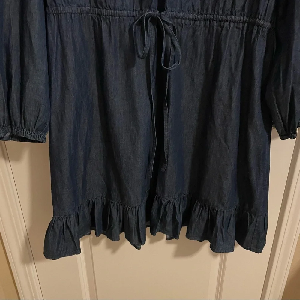 NWT Draper James Chambray Popover Dress Dark Wash Style DRD0582 Blue Size XXL